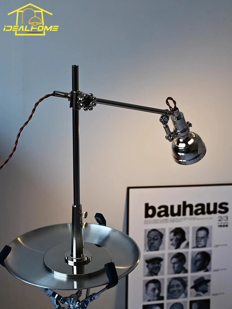 Retro Industrial Rocker/swing Arm Table Lamp LED E14 Medium Chrome Flexible Vertical Desk Llights Bedroom Bedside Background Bar