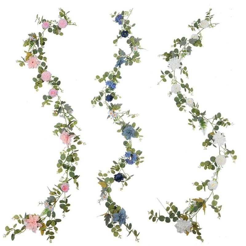 Artificial Rose Vine- Faux Flower Desk Decor with Flexible Stems for Table Centerpiece, Wedding, Home, Office, Party (1 J0MC - view 4
