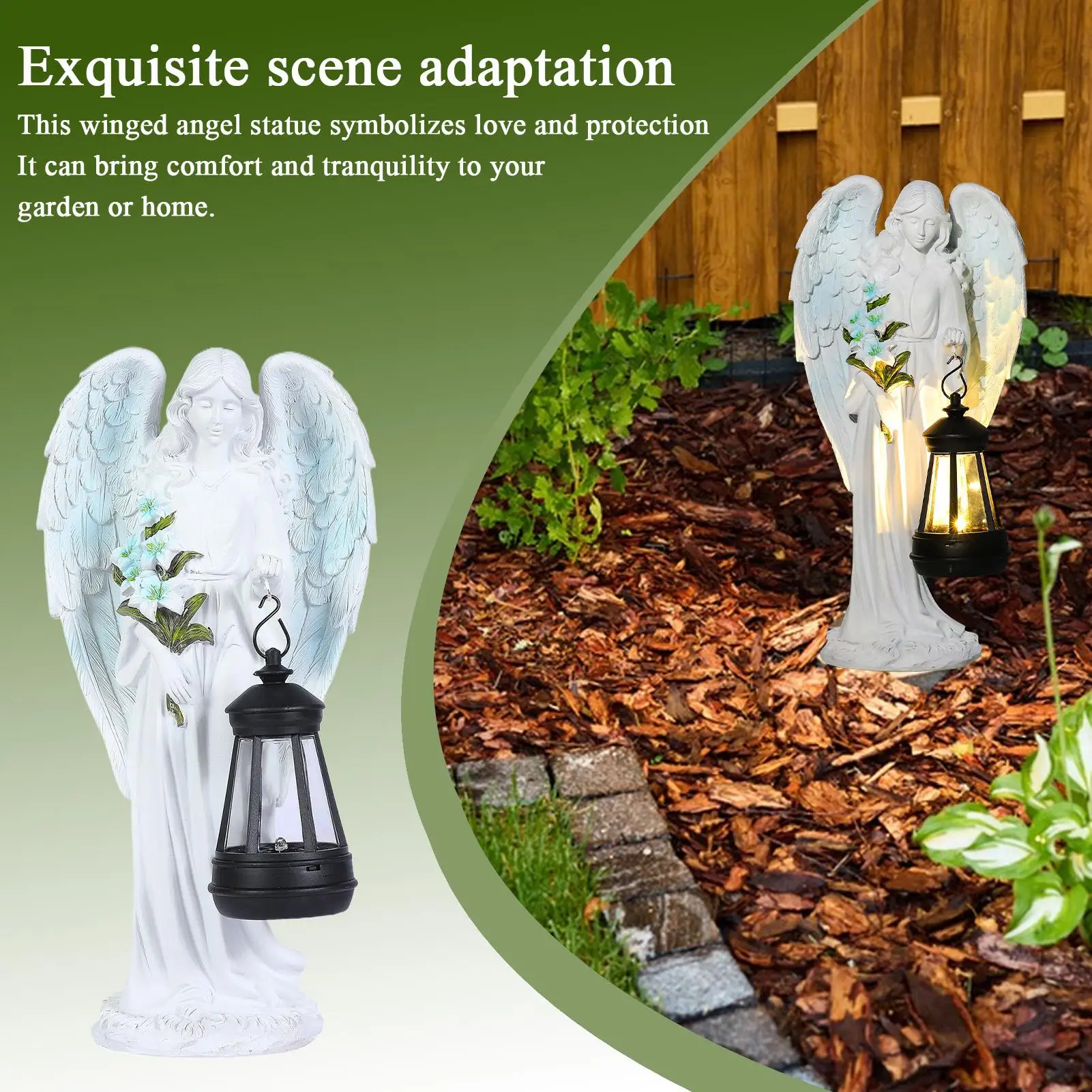 

Angel Garden Statues Angel Resin Sculptures With Solar Lantern Weatherproof Yard Art Sculpture Home Decoration For Lawn Walkway