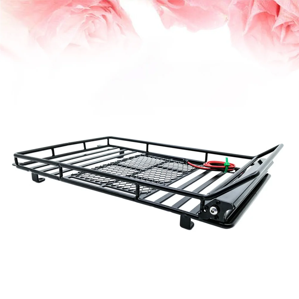 Simulación Rc Crawler 1:10 portaequipajes de coche soporte de equipaje de Metal negro soporte de almacenamiento ligero duradero para carga de techo de coche