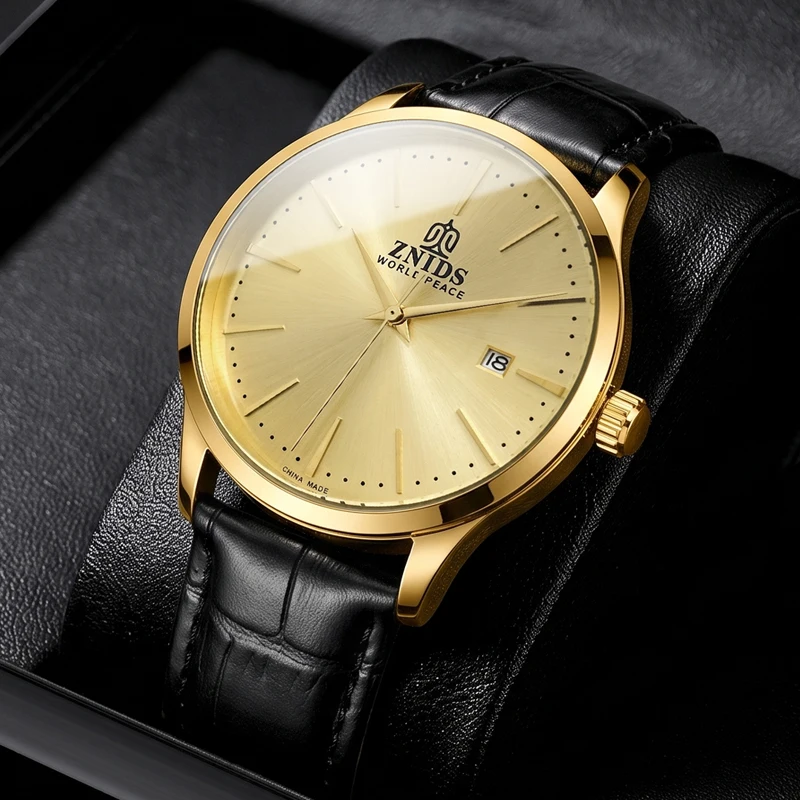 Highly stylish and simple men's mechanical wristwatch with automatic movement, hollowed-out design, waterproof, calendar dial, leather strap, suitable for daily commuting. Fashionable, casual, versatile, and trendy men's watch. A must-have gift for holidays, suitable for various occasions