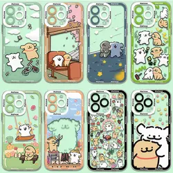 Korea line puppy Maltese Phone Case For iPhone 16 15 14 13 12 11 Mini Pro Max X XR XSMax 7 8 Plus SE20 Transparent Cover