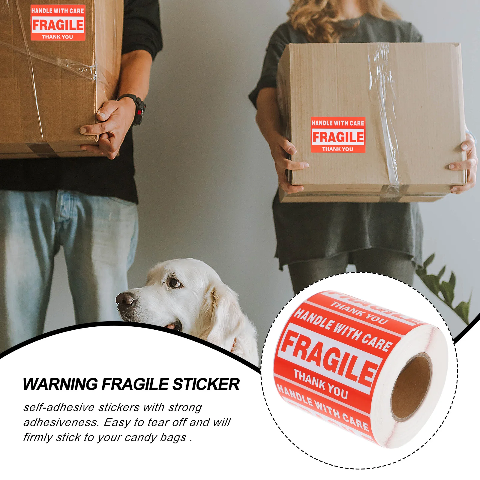 

1 Roll Fragile Warning Stickers Handle With Care Shipping Labels Packing Fragile Sticker Caution Label Adhesive For Boxes Glass