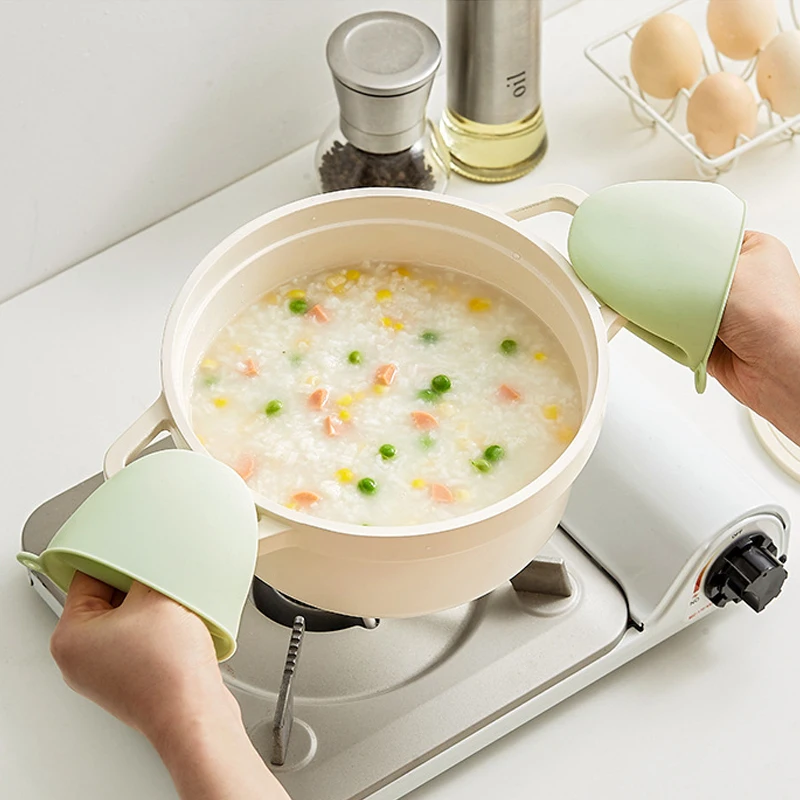 

2PCS Thicken Baking Silicone Oven Mitts Microwave Oven Glove Heat Insulation Anti-slip Grips Bowl Pot Clips Kitchen Gadgets