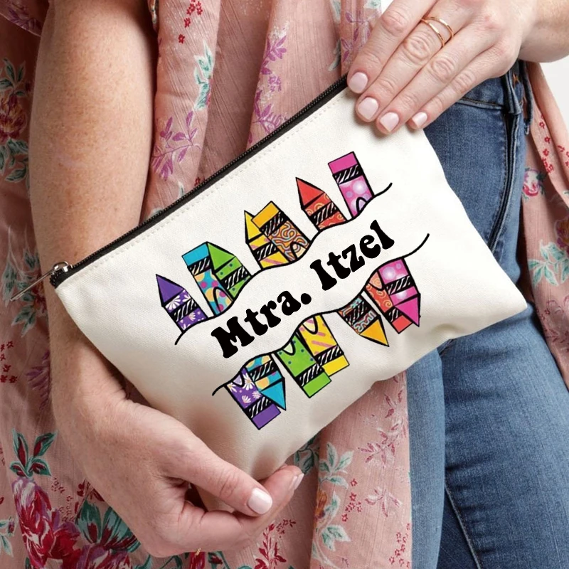 Teacher Name Custom Makeup Bag Best Graduation Gift for Teachers Pencil Case Back To School Gift for Teacher Women Purse