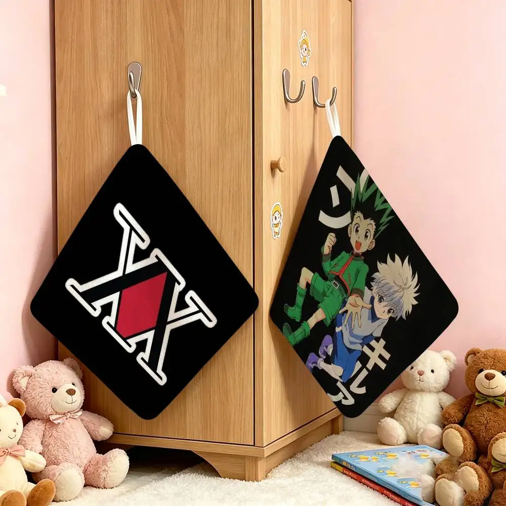 Anime Hunter X Hunter  Hanging Style Hand Wiping Towel Polyester Cotton Anti-fade For Indoor Kitchen Living Room