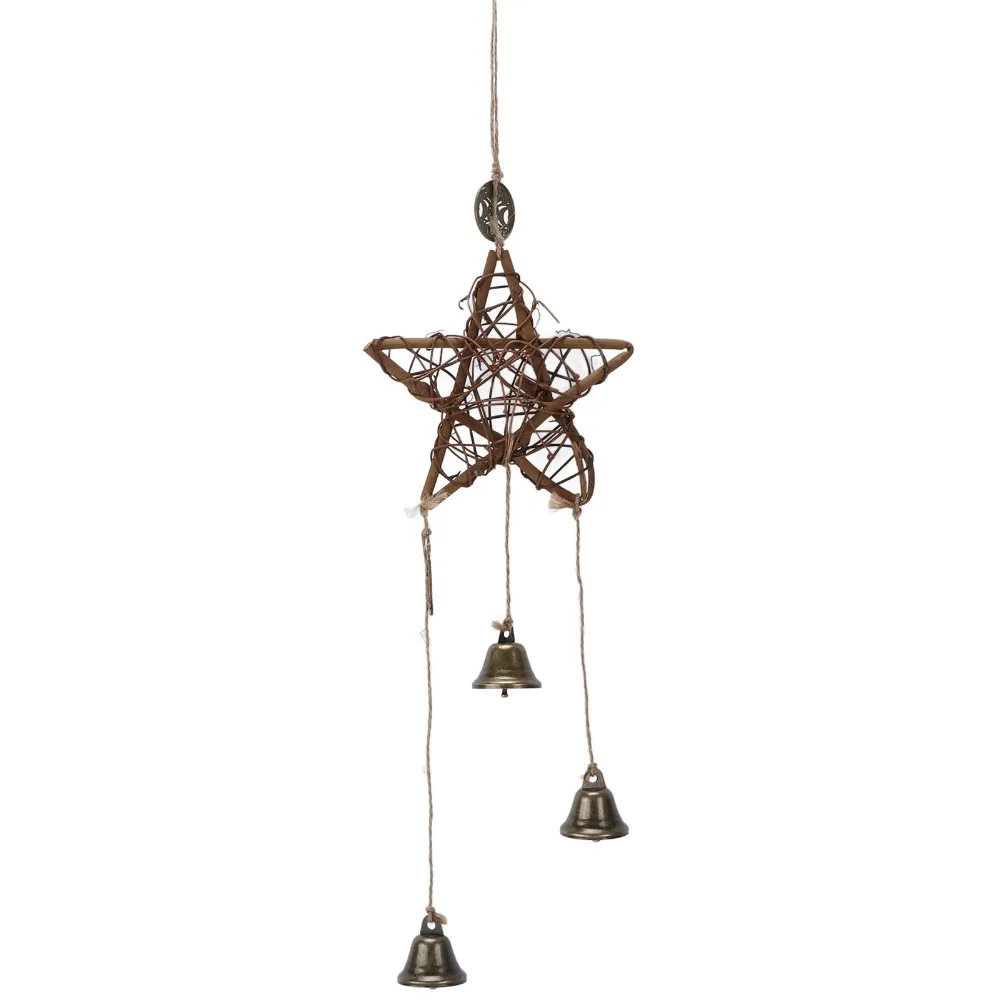 Rattan Rattan Five-pointed Star Hanging Bell 21.65in Star Hand Woven Door Hanging Wind Chime Handmade Rattan Weaving Structure