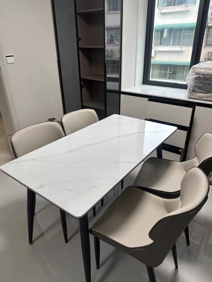 

Rock plate dining table and chair Italian Internet red Pandora light light luxury simple modern small rectangular dining table