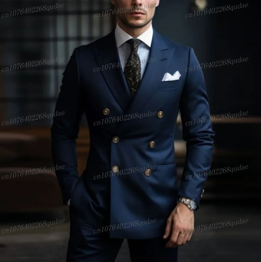 New Male Light Blue Formal Occasion Men Suit Wedding Party Groom Groomsman Tuxedos Bridegroom Costume 2 Piece Set Blazer Pants