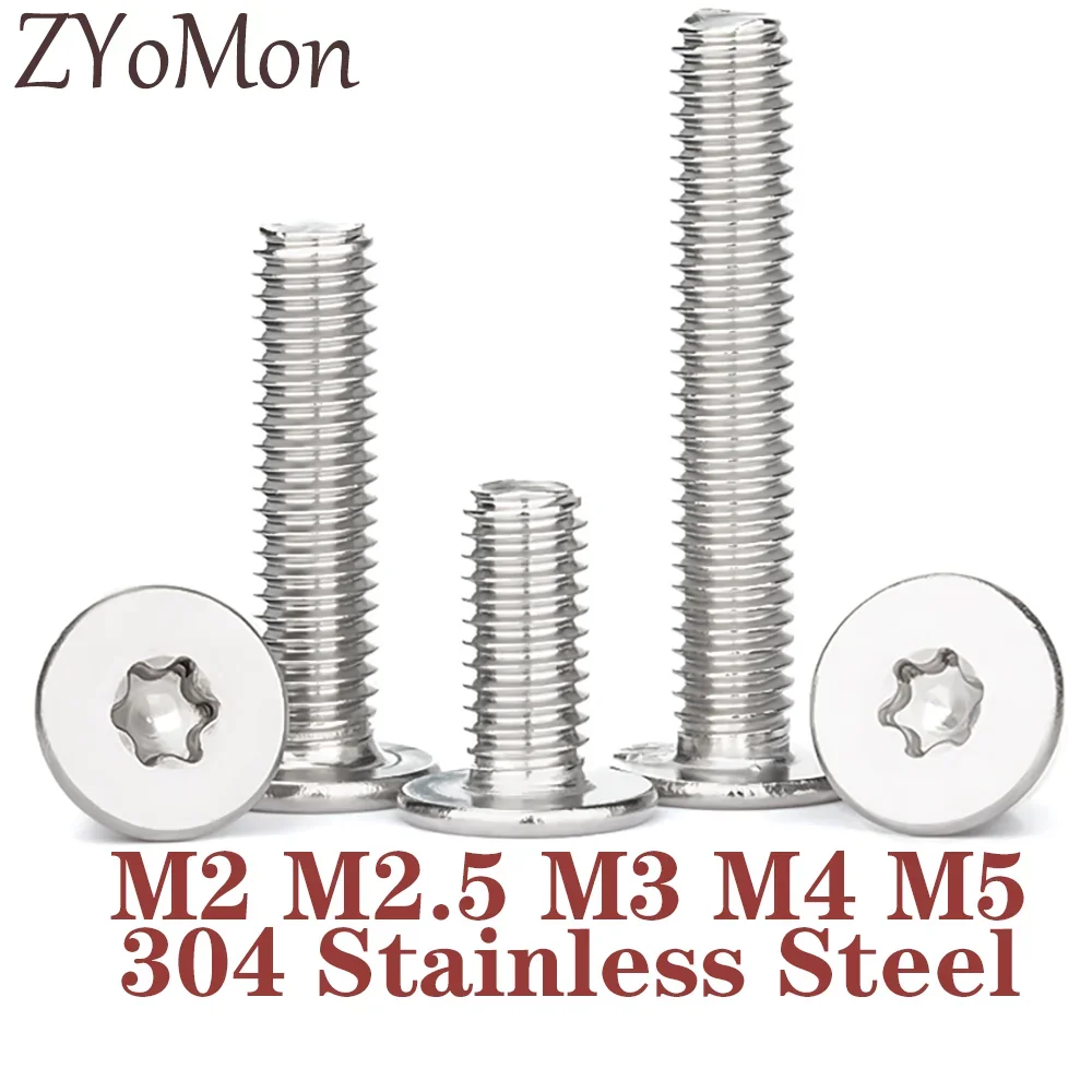 

2~50pcs M2 M2.5 M3 M4 M5 CM Six-Lobe Torx Ultra Thin Super Low Flat Wafer Head Screw Bolt 304 Stainless Steel