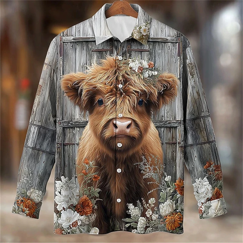 New Men's Long-Sleeve Camouflage Hunting Print Shirt Unisex Fashion Casual Collared Shirt Jungle Outdoor Adventure Shirt