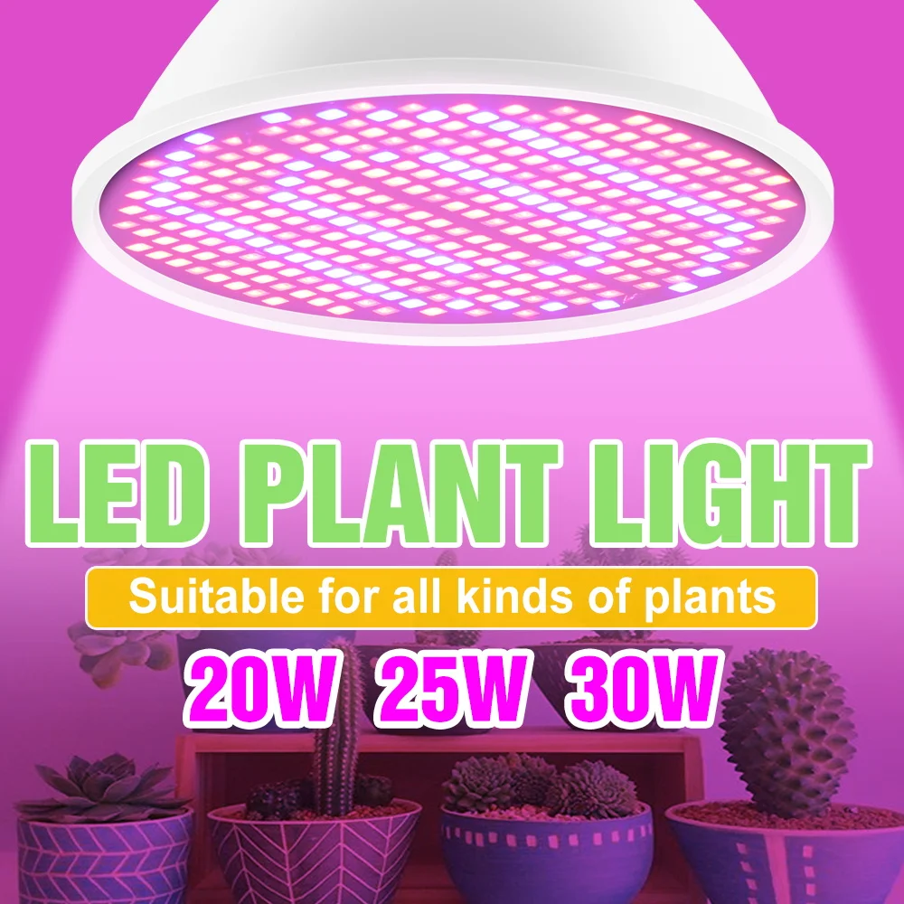 30W LED Grow Light Bulb E27/E26 Full Spectrum Plant Fill Lamp Indoor 220V Greenhouse Tent Vegs Fruit Flower Cultivation Lighting