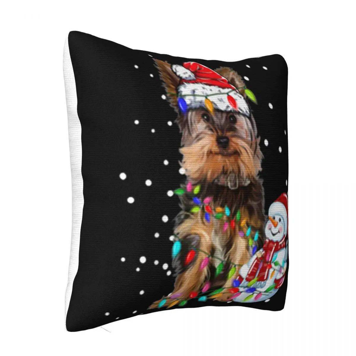 Hot Yorkshire Terrier Christmas Santa Xmas Lights Yorkie Dog Boy Slim Fit Breathable Pillow Case