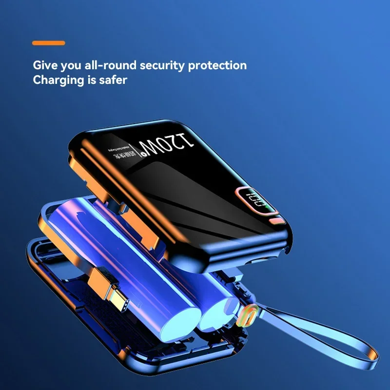 Xiaomi 50000mAh Mini PowerBank 120W شحن سريع قوة البنك بطارية خارجية محمولة مع سلك 2in1 آيفون سامسونج هواوي