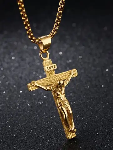 Premium Cross Necklace for Women 18k Gold Plated Trendy Gold Cross Pendant Chain for Girls Crucifix Necklace for Women Girls