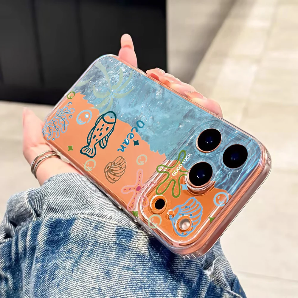 Cartoon Coral Reef & Bubbles Clear Phone Case For Xiaomi Redmi Note 14 Pro 13 12 Note 11 10 Pro+ 13C 5G 4G Soft Shockproof Cover view 2