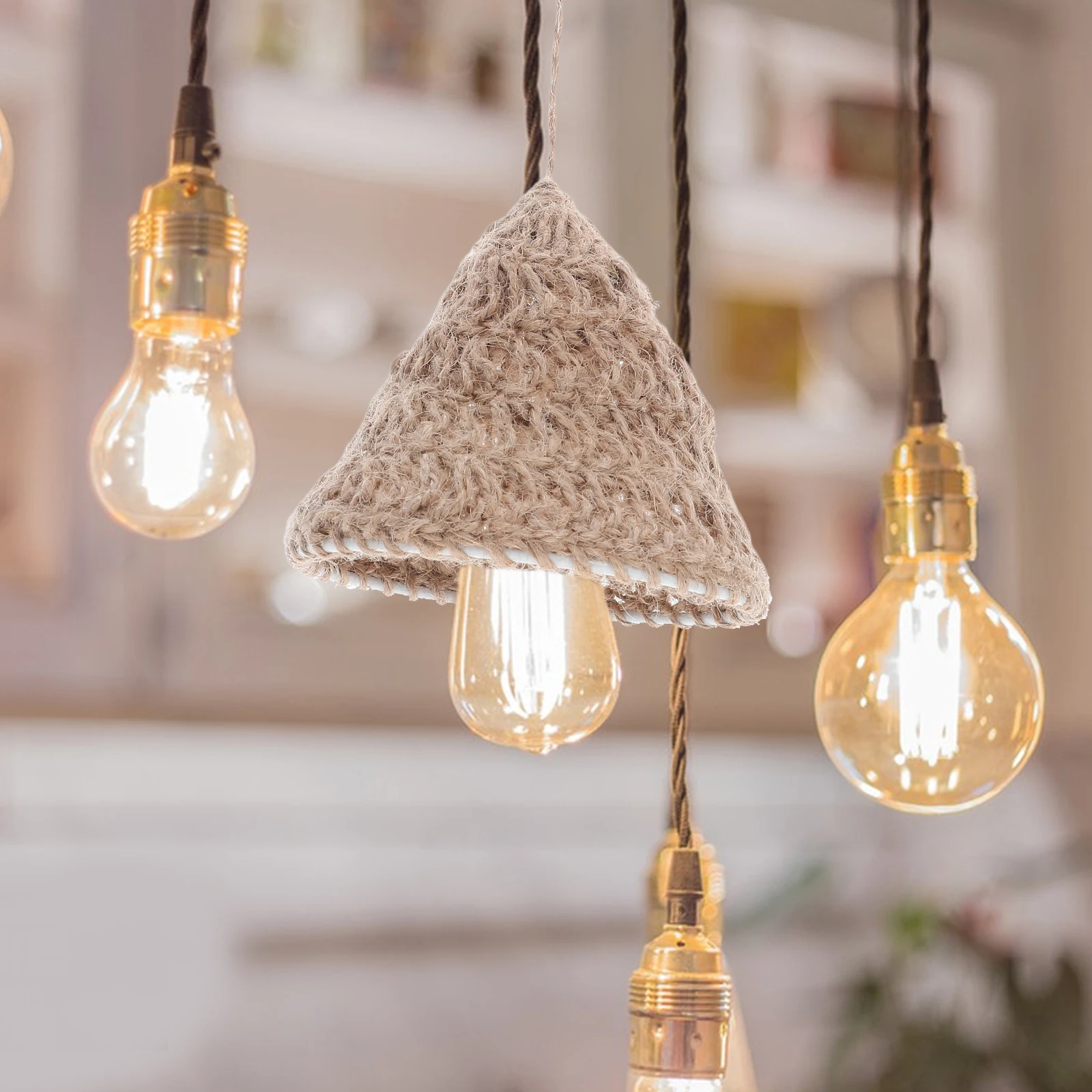 

Абажур в скандинавском стиле, подвесной подвесной светильник ручной работы, коричневая пеньковая веревка, ручная работа