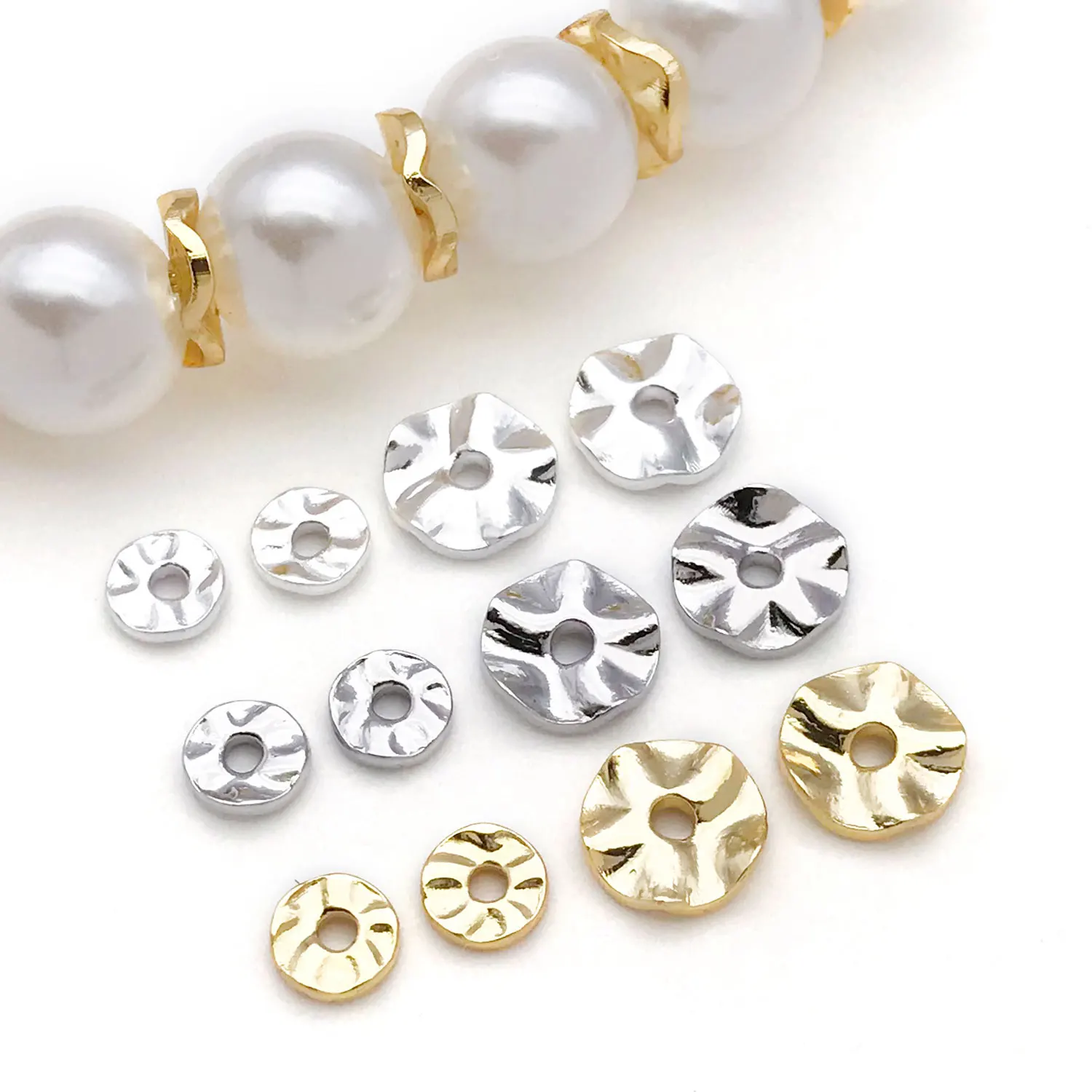 20pcs 18K Real Gold Plated Brass Spacer Beads, Wavy Separator For DIY Bracelet Necklace Earrings Jewelry Making Accessories