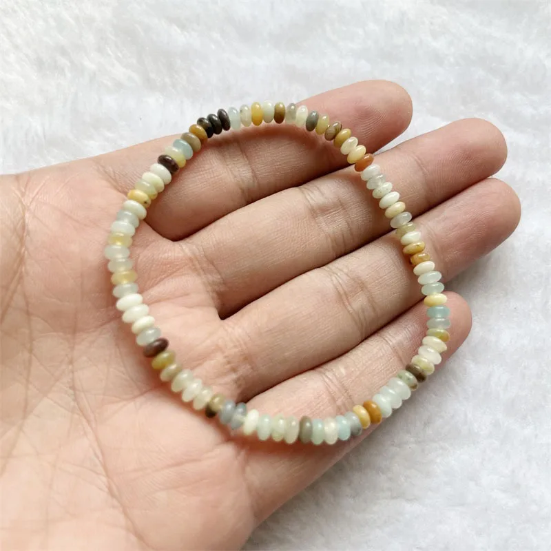 2*4MM Oval Amazonite Bracelet Undyed Multi Color Natural Stone Jewelry Noble Bead Hand Chain Women Boho Geometric