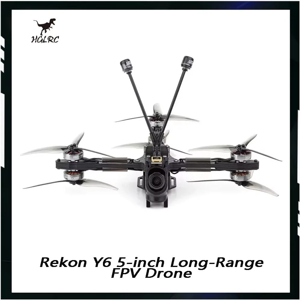 HGLRC Rekon Y6 5" FPV Drone de longo alcance - Analógico/Moonlight/O3 SPECTRE F722 40A 2004 1800KV 6S Quadcopter