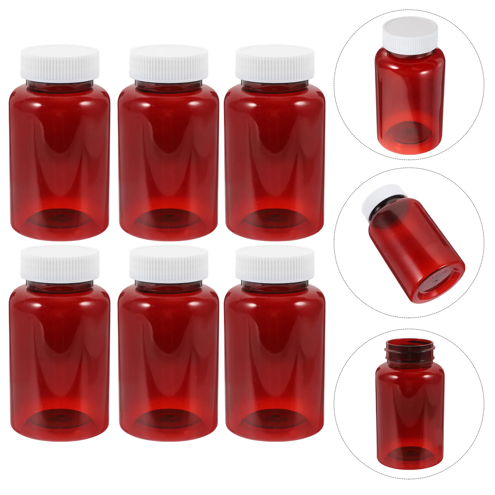 

6 Pcs Medicine Storage Accessories Plastic Empty Pill Bottles with Caps Container Pills Pocket