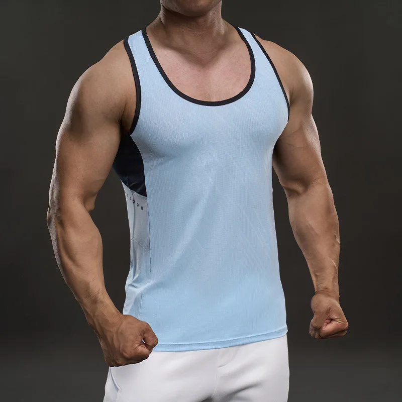 

Men's Lightweight Summer Athletic Tank Top - Moisture-Wicking Elastic Running Vest with UV Protection