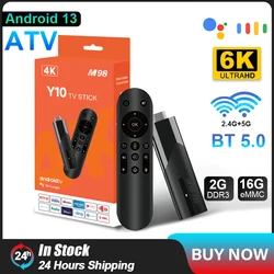 ТВ-приставка ATV Mini TV Stick Android 13 Allwinner H618 Quad Core Cortex A53 Поддержка 8K 6K видео 4K Wifi6 BT5.2 голосовой пульт дистанционного управления Smart TV Box