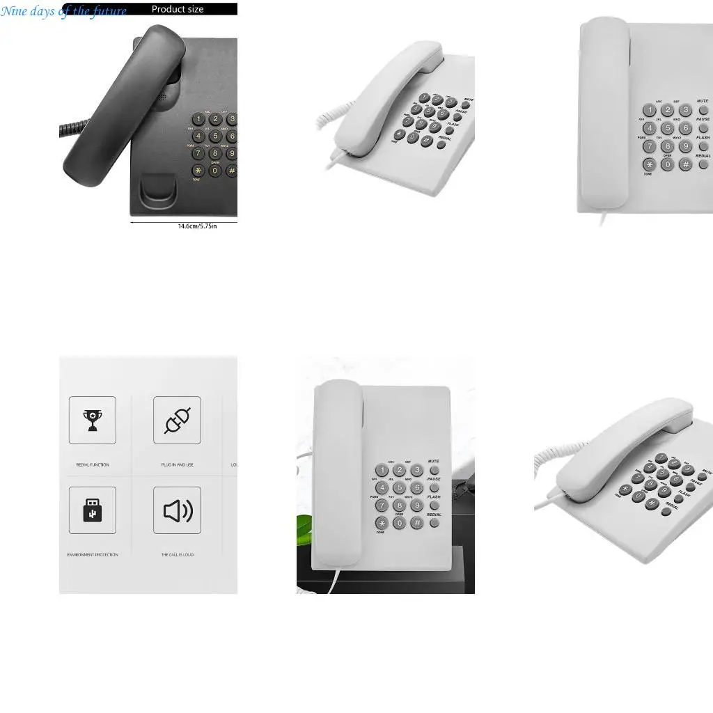 Corded Landline Phone Big Button Wall Mount Landline Phones Redial Fixed E65A