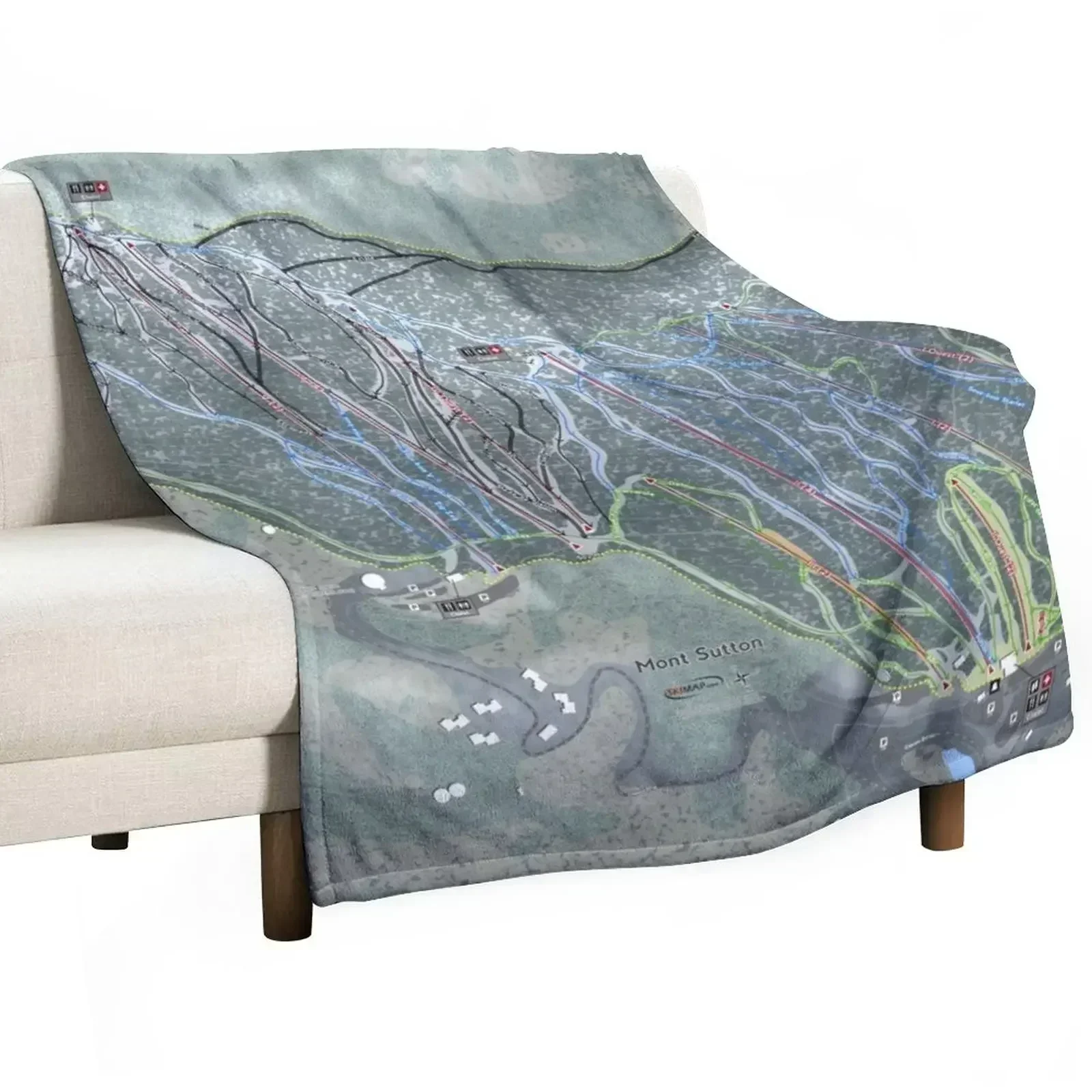 Mont Sutton Resort Trail Map Throw Blanket Flannel Fabric christmas decoration Cute Furry Decorative Sofas Warm Blankets