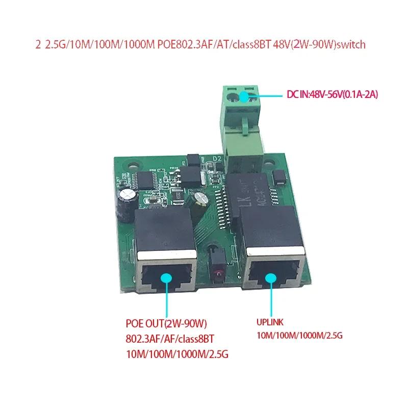 

2 1000 м/100 м/10 м 2,5G переключатель нестандартный один модуль переключателя POE802.3BT48V(2 Вт-90 Вт)