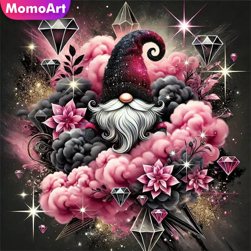 Momoart Vollquadrat Rundes Diamant-Mosaik-Zwergporträt, geeignet für Anfänger, Malerei, Blume, DIY-Stickerei, einzigartiges Geschenk