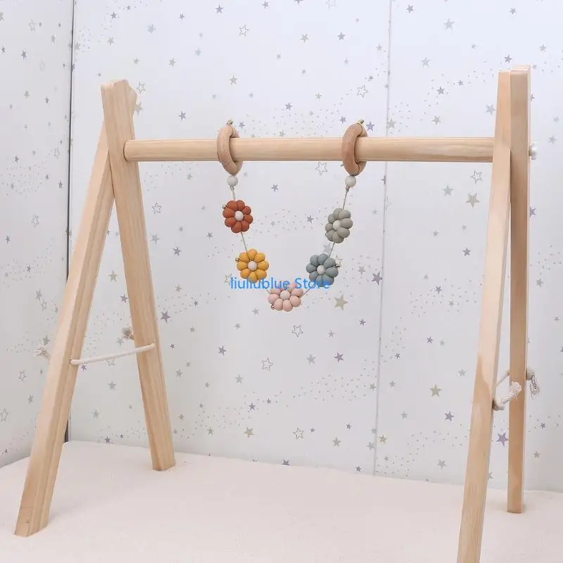 1 قطعة طفل للعب الصالة الرياضية الإطار عربة معلقة المعلقات حلقة خشبية عضاضة المولي 62CF