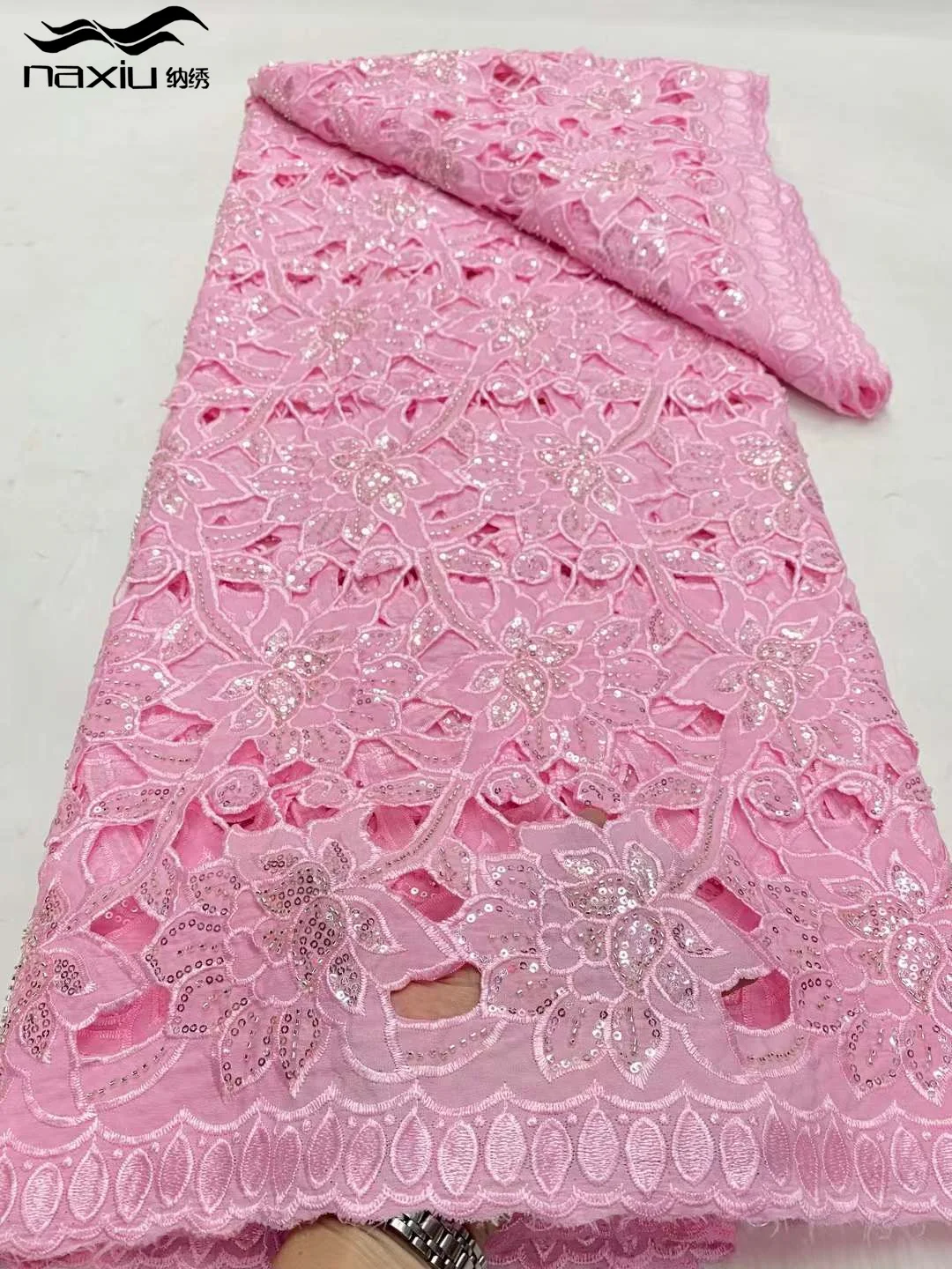 Madison Chiffon African Guipure Cord Lace High Quality 5Yards Nigeria Embroidery Water Soluble Chemical Laces Fabric For Wedding