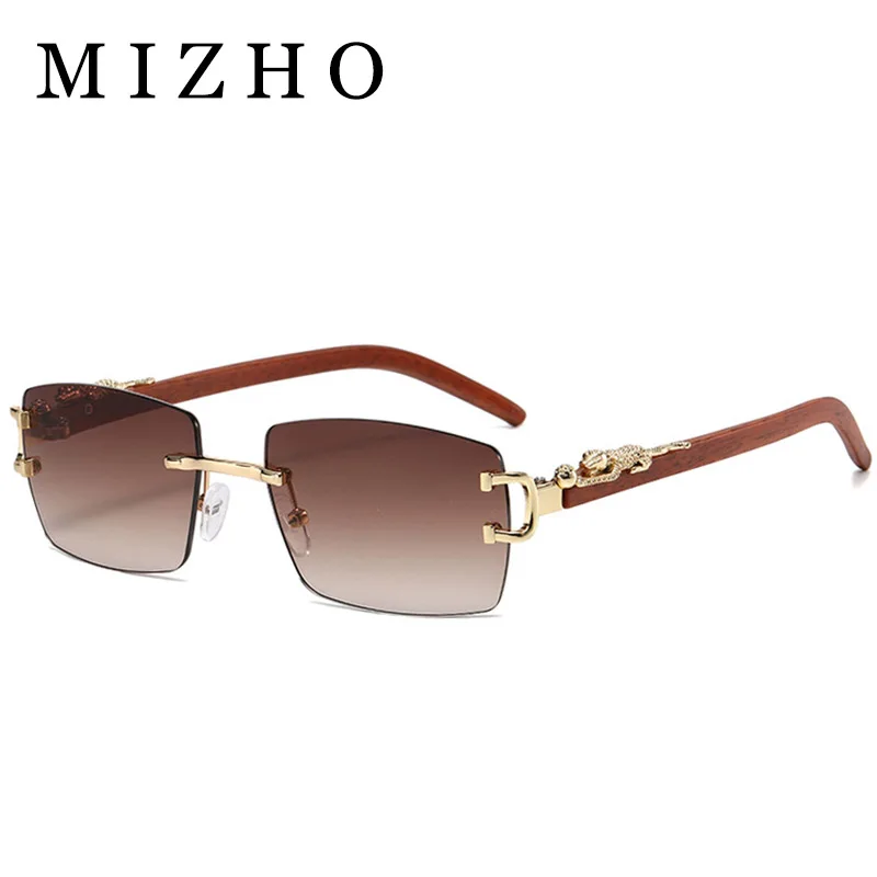 

MIZHO Fashion Luxury Brand Rimless Sunglasses For Men Rectangle Vintage Cool Sun Glasses Square Shades Women Gafas De Sol