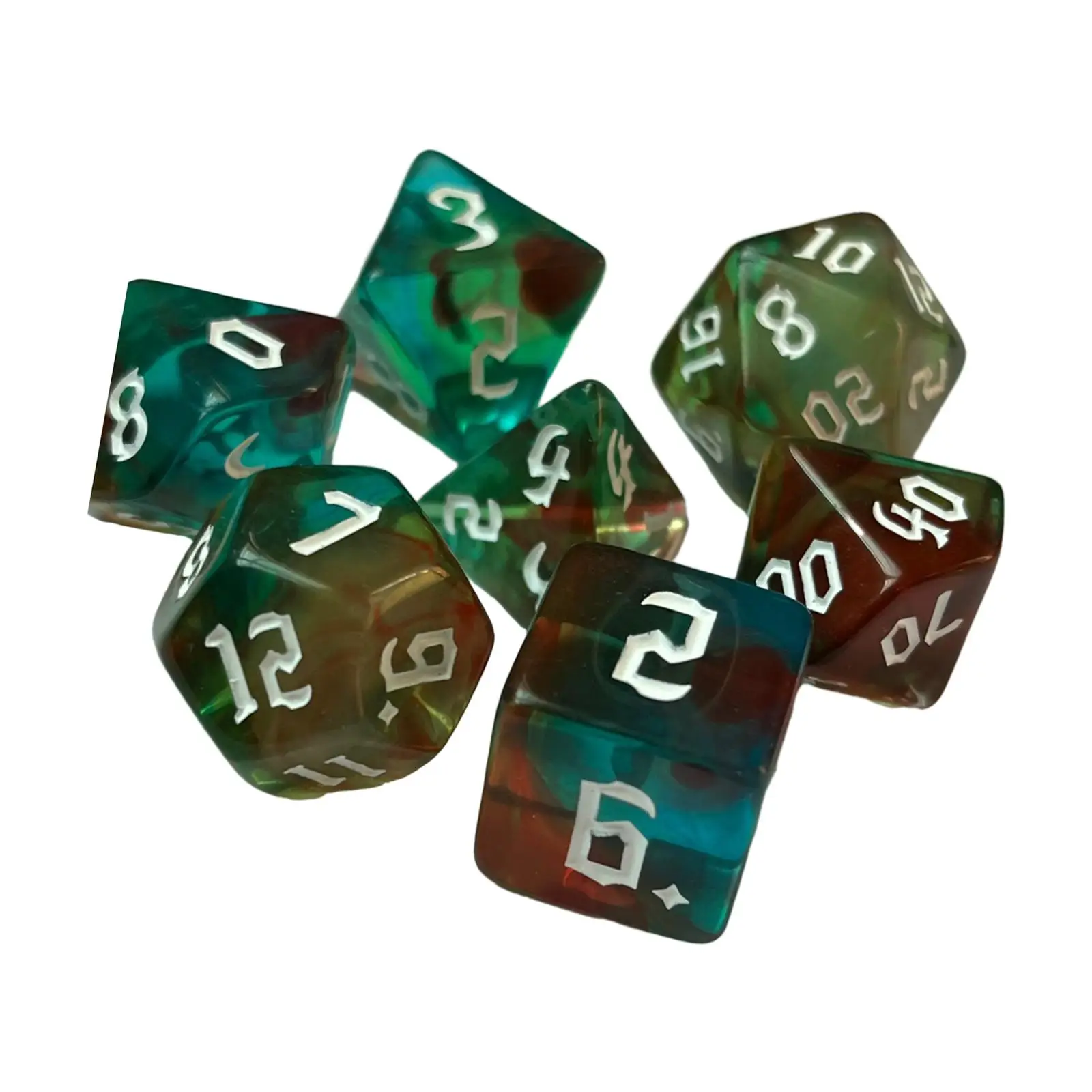 

7 Pieces Double Color Polyhedral Dices Set Role Playing Dice Card Game Acrylic Large Digitals Board Game Multi Sides Dices