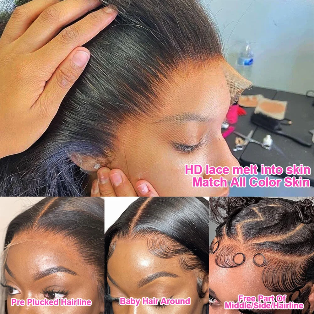 13x6 Body Wave Lace Front Wigs 100%  Human Hair Wig 40inch13x4 Pre Plucked Human Hair Wigs 250 Density  Body Wave  5x5 Ready to Go HD Lace Glueless Wigs for Women Natural Black Brazilian image 5