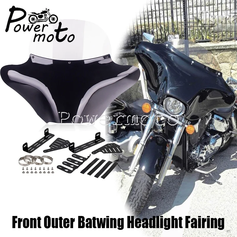 Motocykl Fairing Batwing uchwyt szyby do Honda VTX 750 1100 1800 cień Kawasaki Vulcan Suzuki Harley FLST FLHR Yamaha