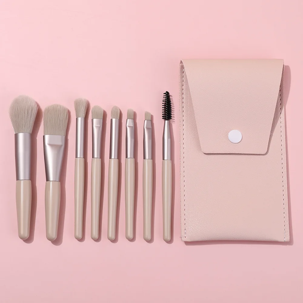Mini makeup brush set portable makeup beginner soft hair beauty tool bristles material fiber plastic brush handle