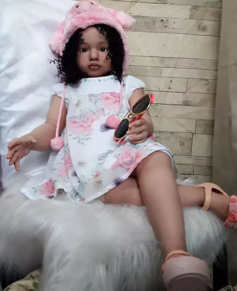 40in Ffinished Reborn Doll Kits Toddler Aloenka Rooted Afro Culy Hair DIY Gifts
