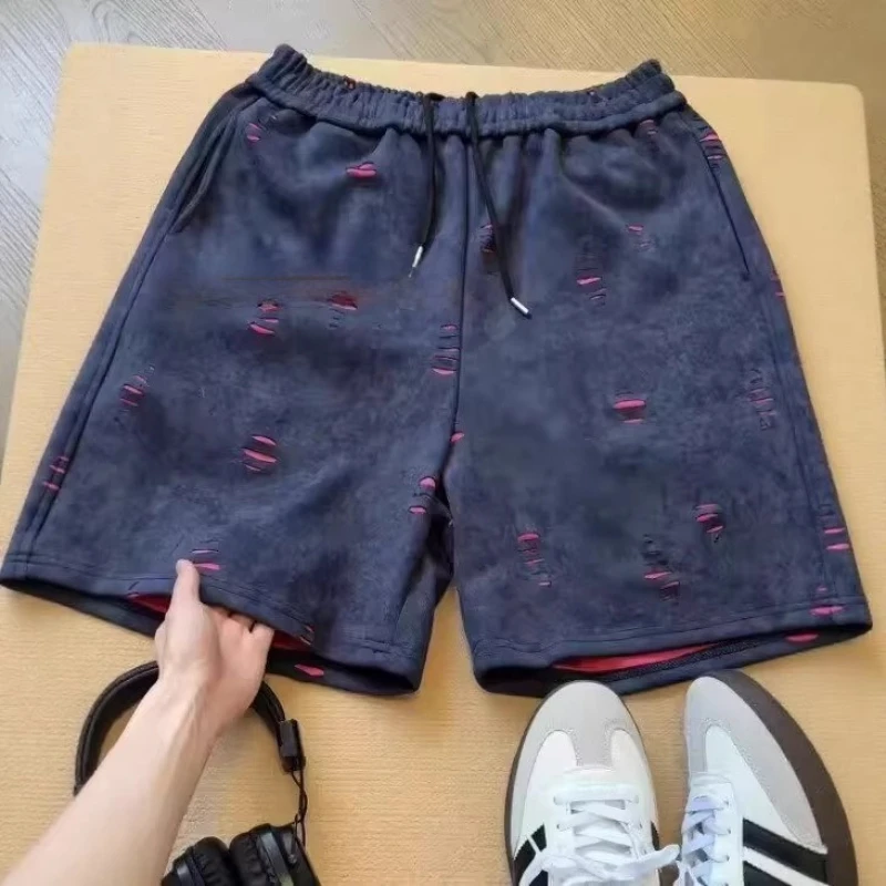 

Мужские повседневные спортивные штаны американского стиля, плотные, свободного прямого кроя, с винтажной обработкой, 5 карманов, в стиле пэчворк, для бега и пляжа