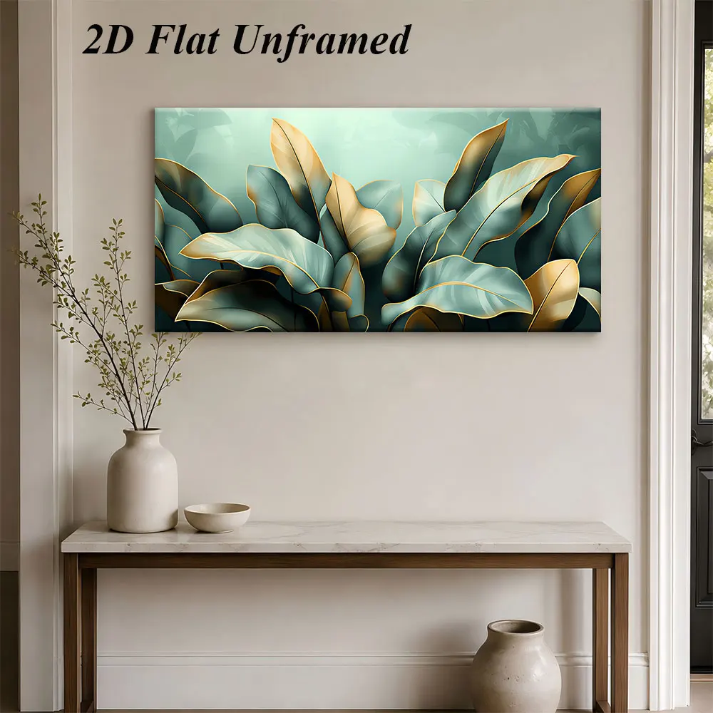 (1PC Unframe)1 piece of light luxury green plant decoration painting, modern simple and fresh natural plant art painting, 2D fla