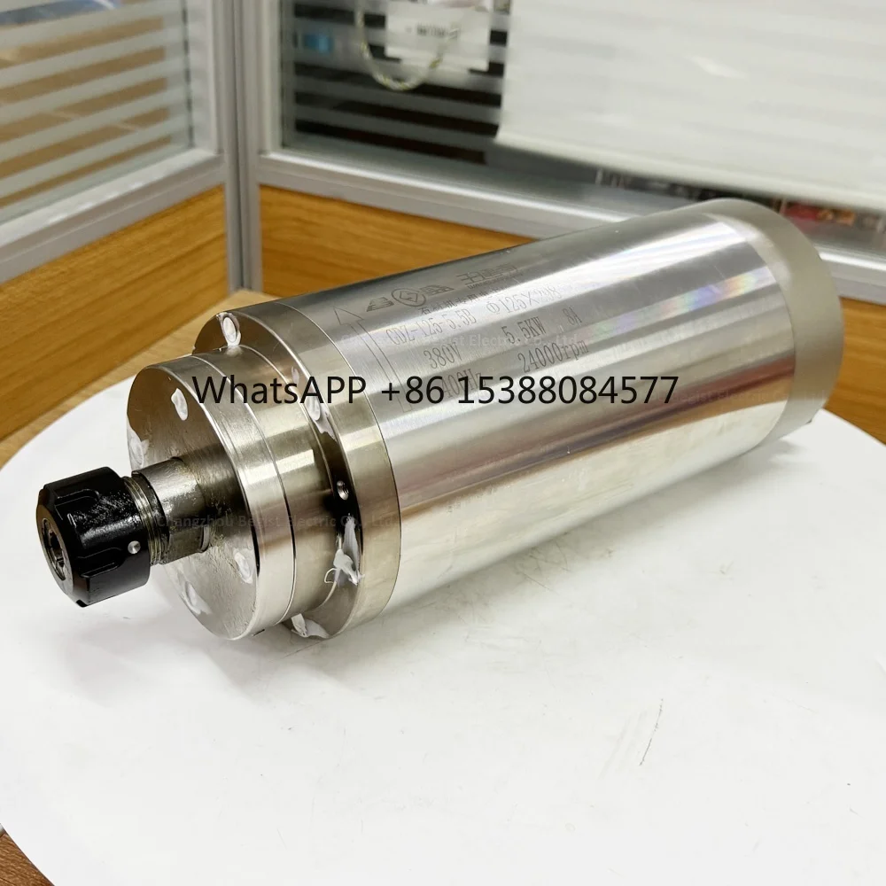 

CNC Spindle 5.5kw Water Cooled Motor 220V 380V ER25 Chuck Nut 4 Bearings Diameter 125mm 24000rpm 0.33Nm Torque CNC Router Tool