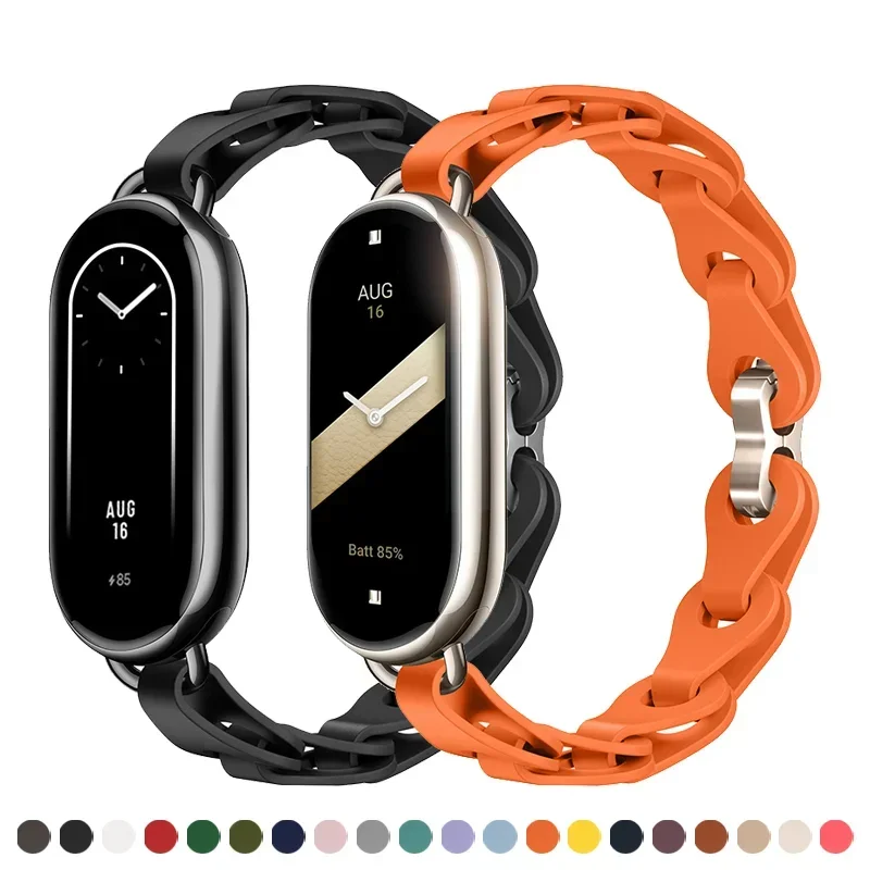 Спортивный силиконовый браслет для Mi Band 8, браслет для Xiaomi Smart Band 8 NFC, резиновый браслет, ремешок для Miband 8, Сменные аксессуары