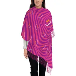 Custom Print Cheshire Cat Pattern Scarf Women Men Winter Warm Scarves Alice In Wonderland Shawls Wraps