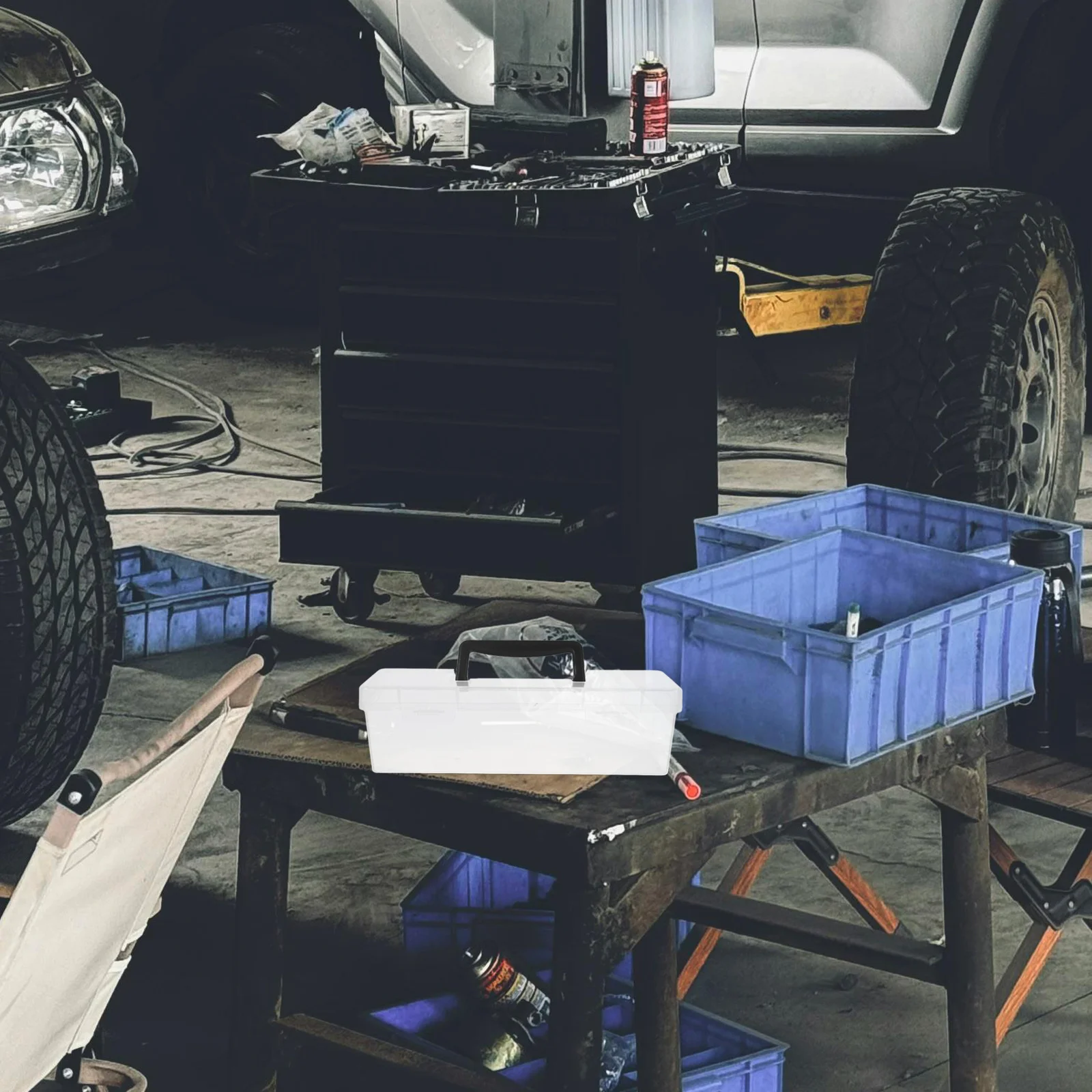 透明なプラスチック製のツールボックス 30.00X9.70X8.60Cm ナット、ボルト、ネジ用の小さな部品オーガナイザー、文房具収納ケース、ハンドル付き