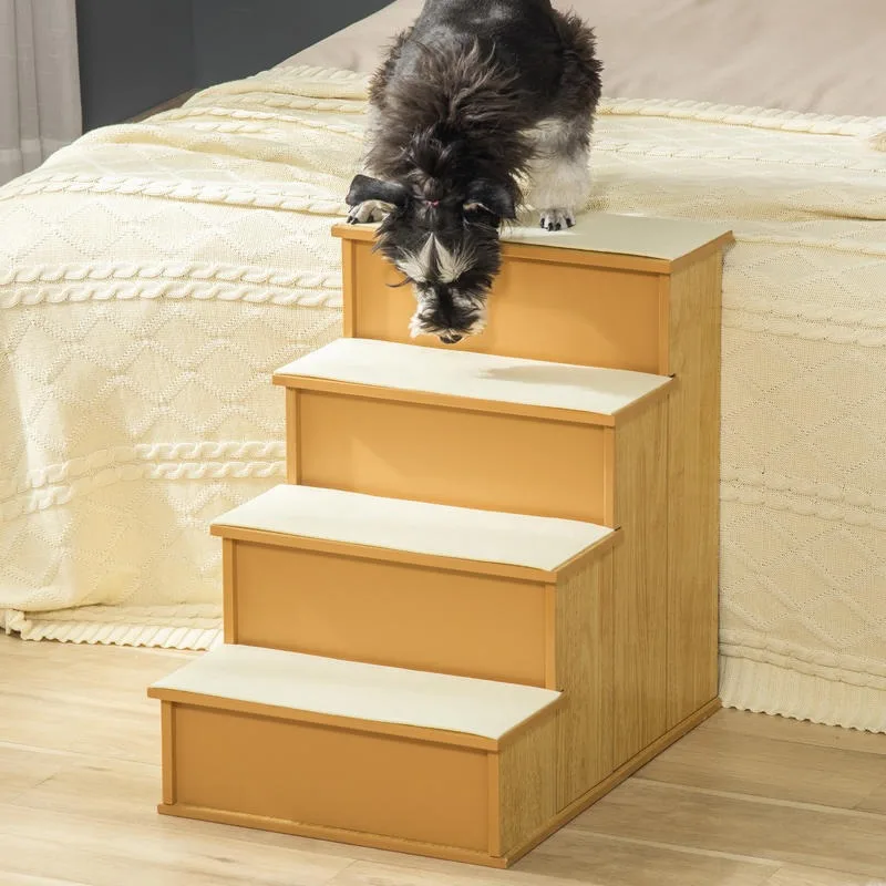 

Pet Stairs, for Dogs/cats, 4-step, Short Plush, Up To 30 Kg, 40 X 59 X 54.2 Cm, Natural