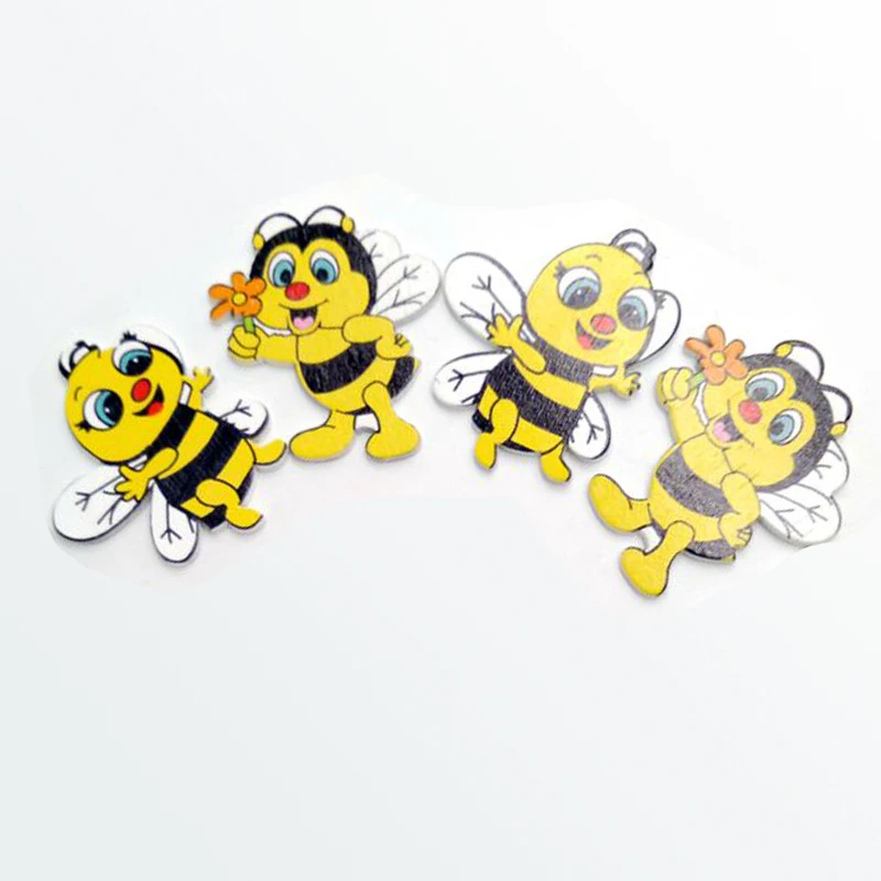 ใหม่ 20 ชิ้นไม้รูปร่าง Bee Embellishments สําหรับ Scrapbooking หัตถกรรมตกแต่งปุ่ม Flatback การ์ดตกแต่งของขวัญ