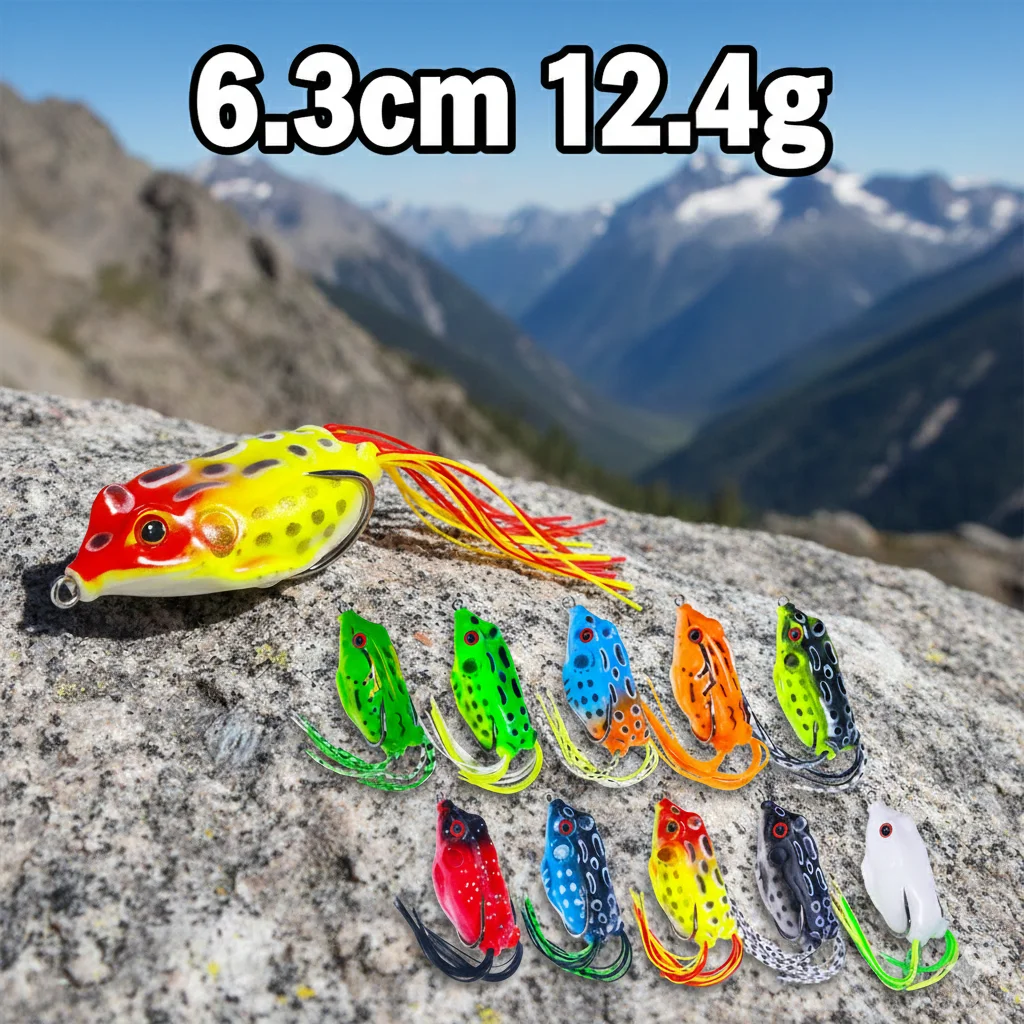 5-teiliges 6,3 cm 12,4 g Ray Frog Köder-Set, weicher Silikon-Topwater-Köder ohne Haken für Barsch, Schlangenkopf und Hecht, lebensechtes Hohlkörper-Frosch-Kit