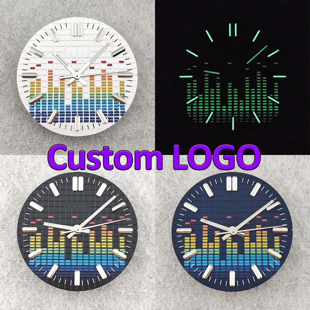 28.5mm NH35 Dial Colorful Music Full Luminous Dial With Hands NH36 Dial Watch Accessories Fits NH35/NH36 Movement Custom Logo