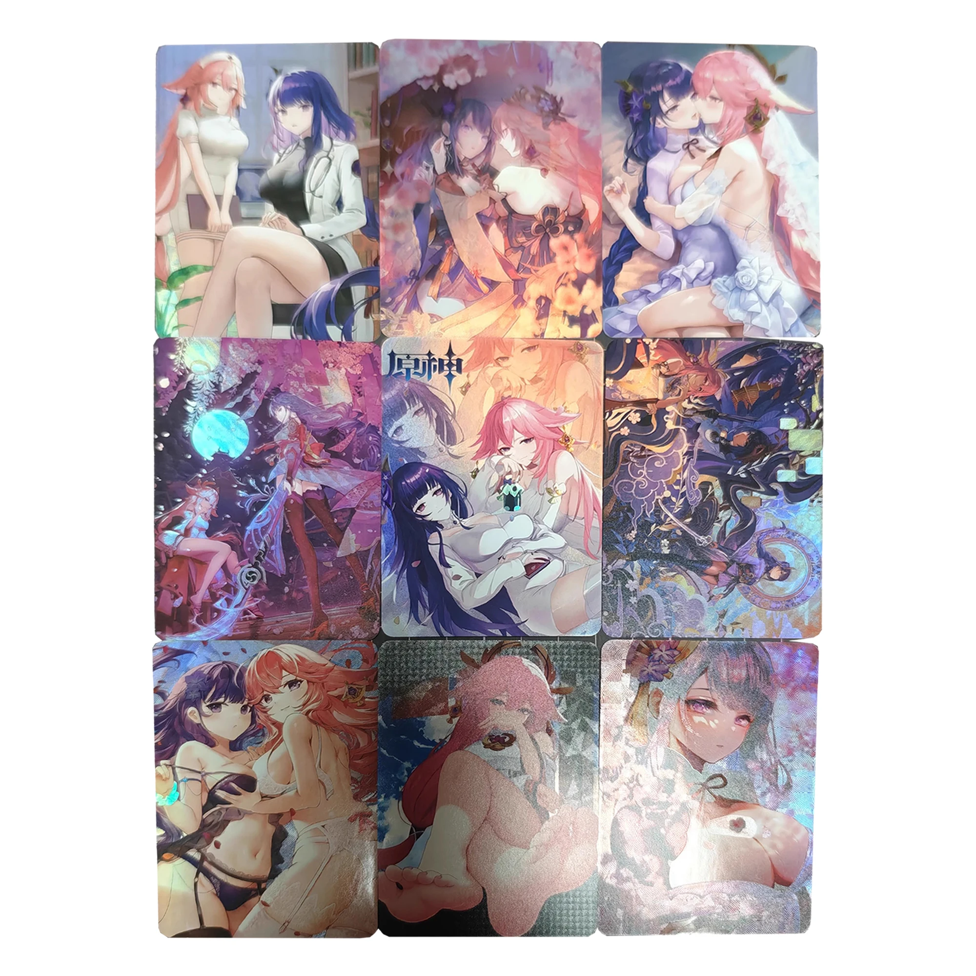 

9Pcs/set 59X86Mm Diy Self Made Genshin Impact Collection Card Color Flash Raiden Shogun Yae Miko Cp Anime Card Gift Toy